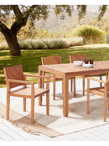 Beliani 4er-Set Gartenstuhl BARATTI in Heller Holzfarbton