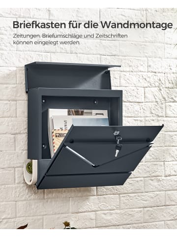 SONGMICS Briefkasten Poster in Anthrazit-Silbern - (B)10.5 x (H)37 x (T)37 cm