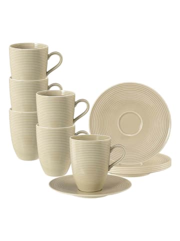 Seltmann Weiden 6er Set Henkelbecher mit Untertassen Beat Color Glaze 350 ml in Sandbeige
