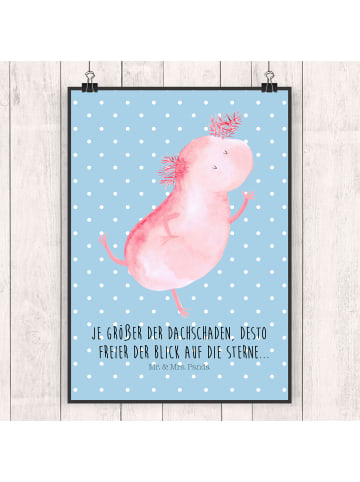 Mr. & Mrs. Panda Poster Axolotl Tanzen mit Spruch in Blau Pastell