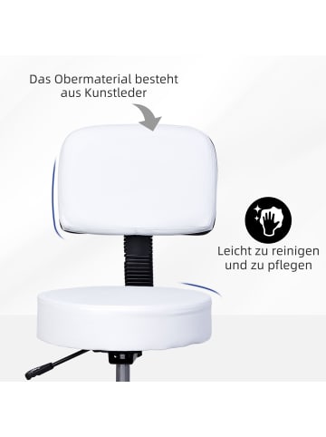 HOMCOM Salonhocker-Φ35 x H(72-84)cm-Weiß