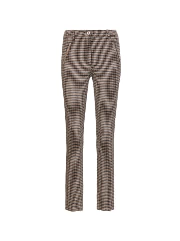 GOLDNER Kurzgröße:  Hose in weicher, stretchbequemer Qualität in mocca / gemustert