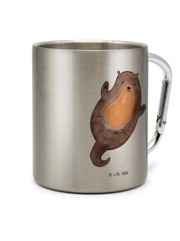 Mr. & Mrs. Panda Edelstahl-Isolierbecher Otter Umarmen ohne Spruch in Silber