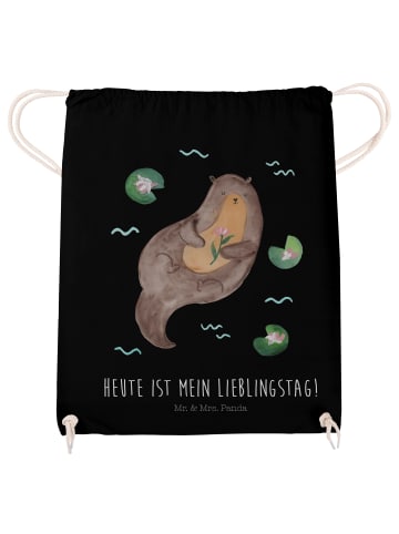 Mr. & Mrs. Panda Sportrucksack Otter Seerose mit Spruch in Schwarz