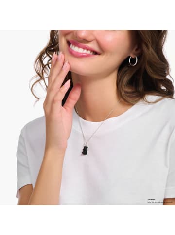 Thomas Sabo Kette Mit Schwarzem Goldbären-Anhänger Und Steinen in silber, schwarz, weiß