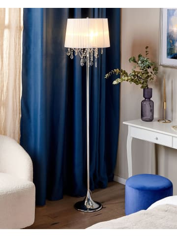 Beliani Stehleuchte EVANS in Silber/Weiß - (W) 40 x (H) 170 x (L) 40 cm