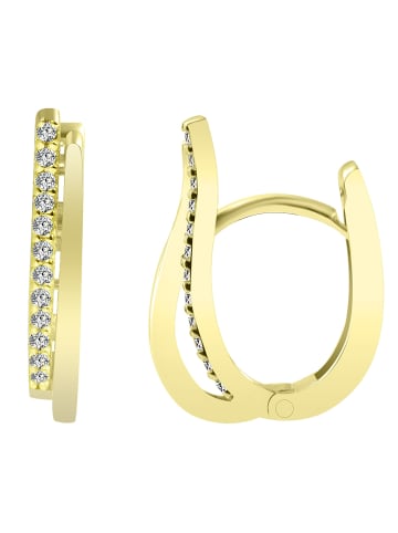 Adeliás Damen Ohrringe – Klappcreole aus 585 Gold mit Zirkonia in gold