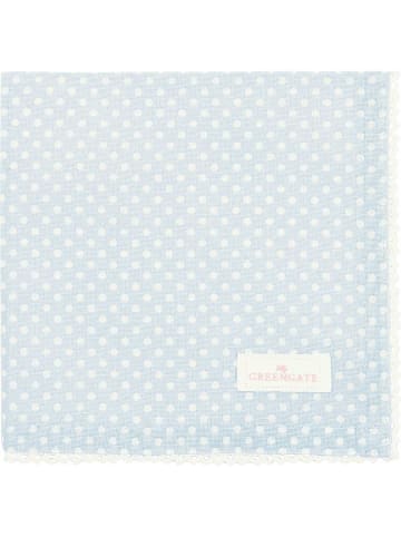 Greengate Stoffserviette mit Spitze DOTTY PALE BLUE Blau mit weißen Punkten