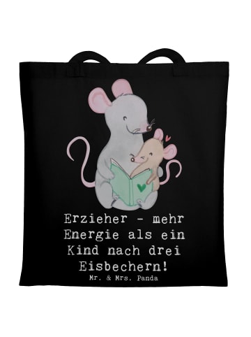 Mr. & Mrs. Panda Umhängetasche Erzieher Energie mit Spruch in Schwarz