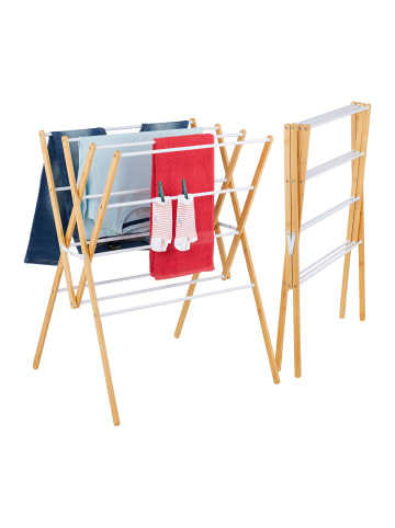 relaxdays Wäscheständer in Natur/ Weiß - (B)70 x (H)93 x (T)62 cm