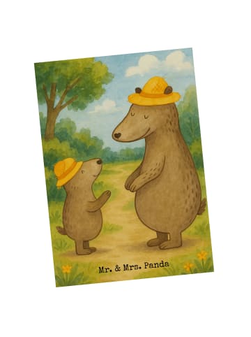 Mr. & Mrs. Panda Postkarte Bären mit Hut Design ohne Spruch in Weiß
