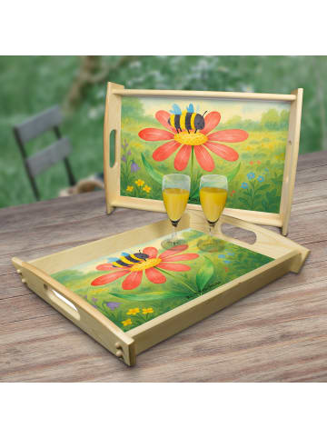 Mr. & Mrs. Panda Servier Tablett Hummel Blume Design ohne Spruch in Weiß