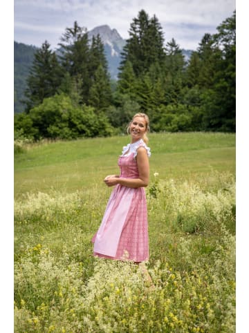 Berwin Dirndl mit ornamentalem Muster und Streifenschürze