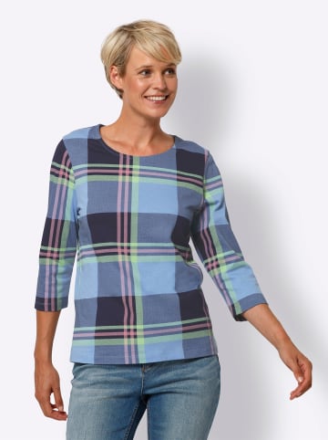 Sieh an! 3/4-Arm-Shirt in himmelblau-marine-kariert