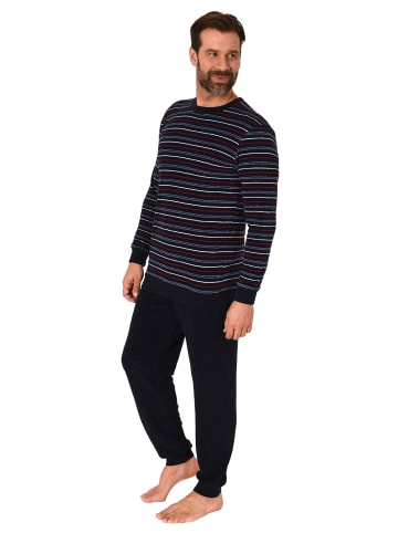 NORMANN Frottee Schlafanzug lang Pyjama RingelMuster - 82363 in rot