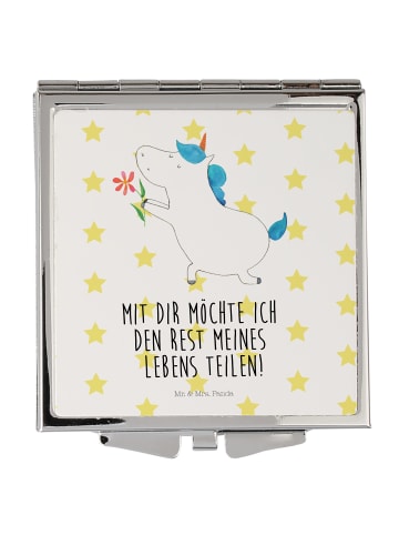 Mr. & Mrs. Panda Frauenspiegel Einhorn Blume mit Spruch in Weiß
