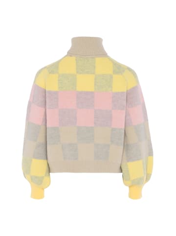 FENIA Damen Sweater in GRAU KARIERT