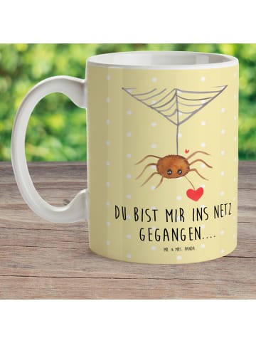 Mr. & Mrs. Panda Kindertasse Spinne Agathe Liebe mit Spruch in Gelb Pastell