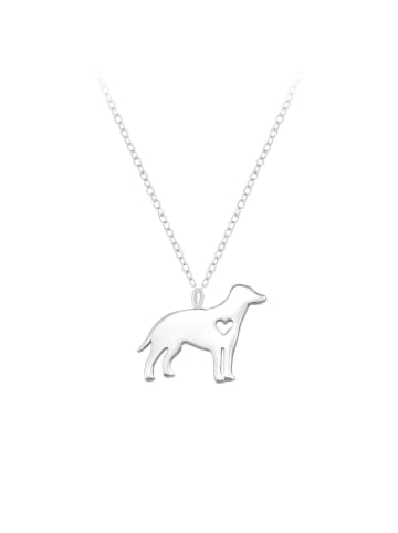 Alexander York Kette mit Anhänger HUND cut out Design HERZ in 925 Silber - 2-tlg. in silber