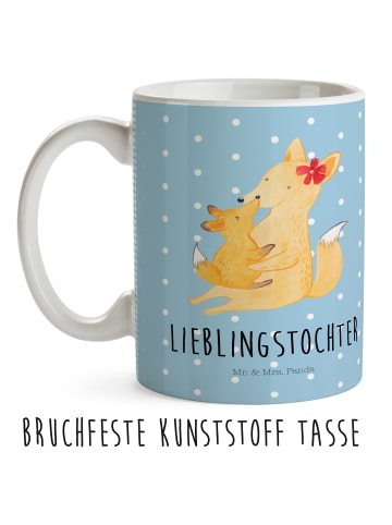 Mr. & Mrs. Panda Plastikbecher Fuchs Mama mit Spruch in Blau Pastell