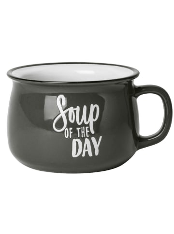 Gusta Suppentasse Soup of the day, Steinzeug, 500 ml in Grau/Weiß in Grau/Weiß