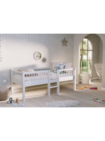 58 aufm Kessel SPIELBETT 90x200 Keeley Eiche Weiß mit Leiter Holz