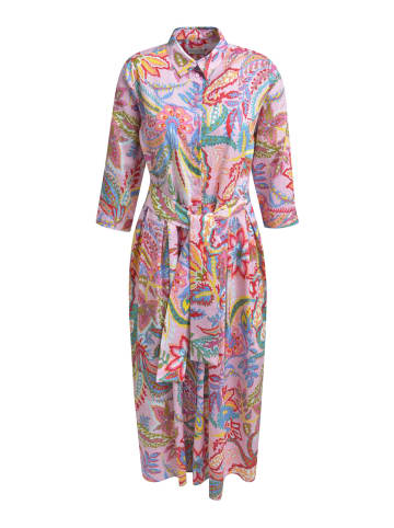 Milano Italy Shirt Bluse Kleid mit weitem Midi-Rock 3/4 Ärmel in Rose Print