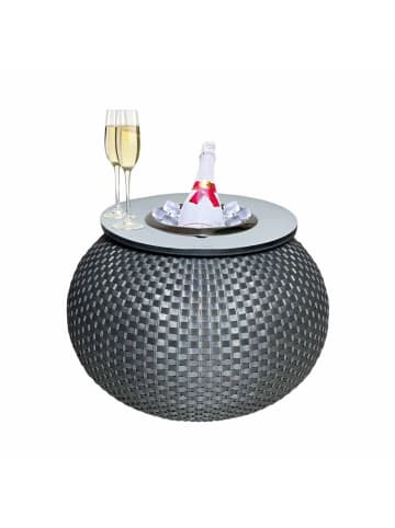COOTAB Cooler Table 3-in-1 Loungetisch mit Edelstahl-Kühler Milano in 40 cm in Anthrazit/Champagner
