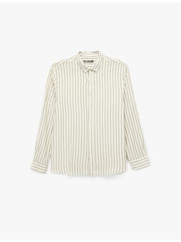 KOTON SHIRTS LS in Beige Gestreift
