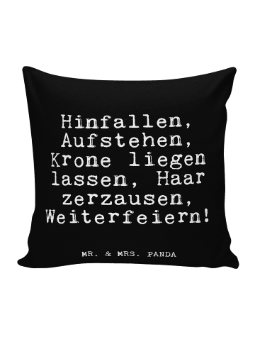 Mr. & Mrs. Panda Kissen 40x40 Hinfallen, Aufstehen, Krone liegen... in Schwarz