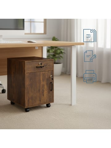 relaxdays Rollcontainer in Vintagebraun - (B)40 x (H)57 x (T)40 cm