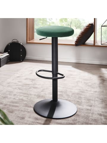 KADIMA DESIGN Barhocker | Samt-Wildleder, Eisengestell, 58-79cm in Grün