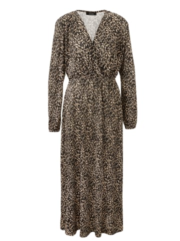 Aniston SELECTED Jerseykleid in beige-schwarz-camel, Leoprint
