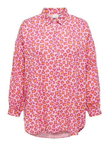 ONLY Carmakoma Legere Hemd Bluse Langarm mit Leopardenmuster in Rot