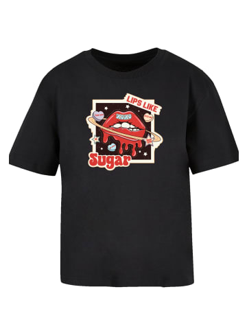 F4NT4STIC Ladies Everyday Tee Lips like sugar retro fashion  Valentinstag in schwarz