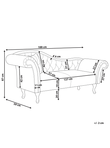 Beliani Chaiselongue LATTES in Rosa - (W) 188 x (H) 87 x (L) 59 cm