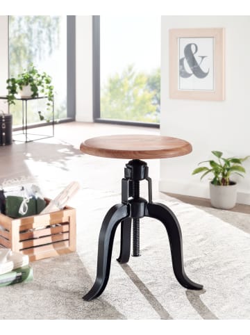 KADIMA DESIGN Drehhocker | Akazie/Metall, 39x62,5cm, Höhenverstellbar