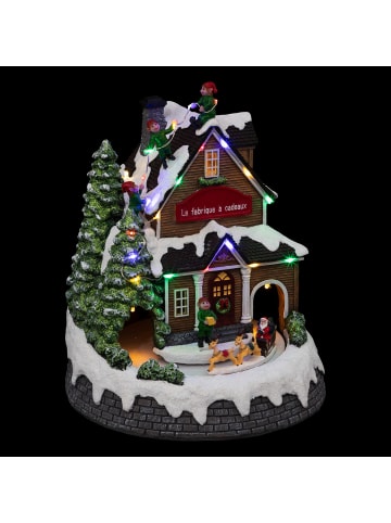 Bewegliche Weihnachtsdekoration, Geschenke-Fabrik in Mehrfarben, 20 x 25,5 cm