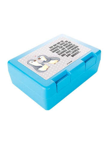 Mr. & Mrs. Panda Snackbox Pinguine trösten mit Spruch in Grau Pastell