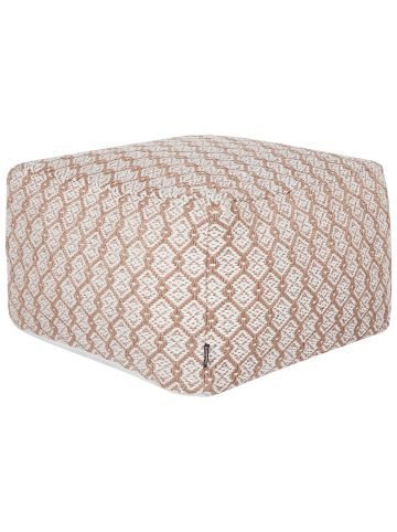 Beliani Pouf SHORAN in Weiß/Beige - (W) 50 x (H) 30 x (L) 50 cm