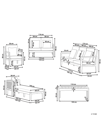 Beliani 5-tlg Sitzgruppe PATAJA in Braun/Grau/Beige