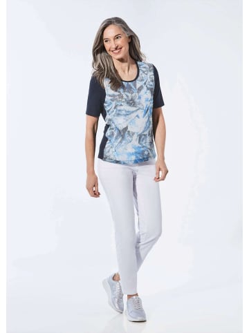 GOLDNER Shirt Shirt mit Pailletten in marine / gemustert