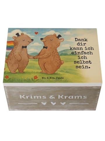 Mr. & Mrs. Panda Geschenkbox Bären Gay Pride Design mit Spruch in Weiß
