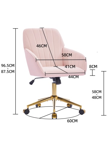 ABRIHOME Buerostuehle in Rosa ergonomisch höhenverstellbar mit Rückenlehne
