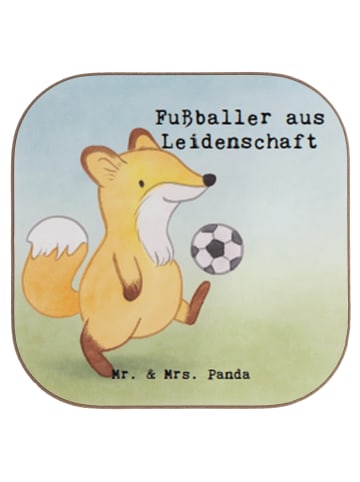 Mr. & Mrs. Panda Glas-Untersetzer Fußballer Leidenschaft Design ... in Weiß