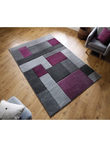 KADIMA DESIGN Kurzflor-Teppich Pflegeleicht NIDD Geometrisch Strapazierfähig in Lila-Grau