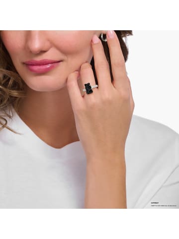 Thomas Sabo Ring Mit Schwarzem Goldbären Und Steinen in silber, bunt