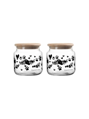 Ritzenhoff & Breker 2er Set Leckerli-Dosen mit Deckel Mika Cat ø 10 cm in transparent