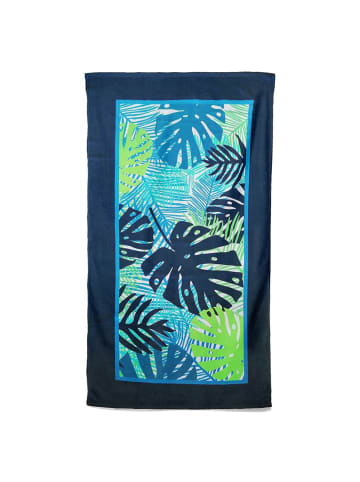 Le Comptoir de la Plage Mikrofaser-Strandtuch "Tropical Leaves" in Blau