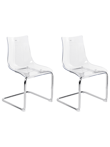Beliani 2er-Set Esszimmerstuhl MARSHALL in Transparent/Silber